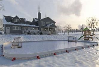 Ice hockey rink in the backyard of the house